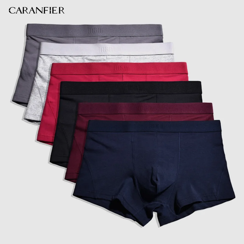 

CARANFIER 6pcs Men Stretch Cotton Long Section Boxer Top Quality Big Size Mens Underwear Breathable Male Brand Boxers M-XXXL