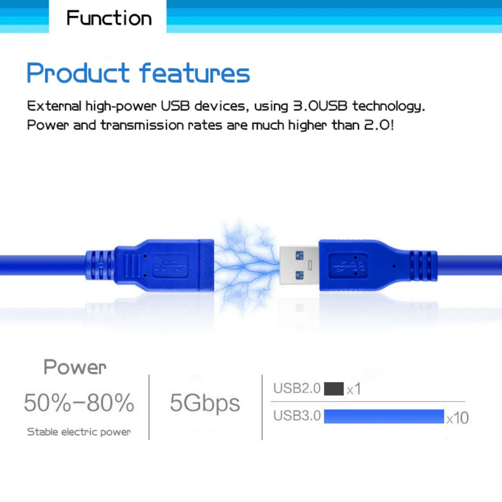 سريع سرعة USB 3.0 تمديد كابل يو إس بي كابل الذكور إلى الإناث مزامنة بيانات الحبل موصل لأجهزة الكمبيوتر المحمول PC طابعة قرص صلب ماوس