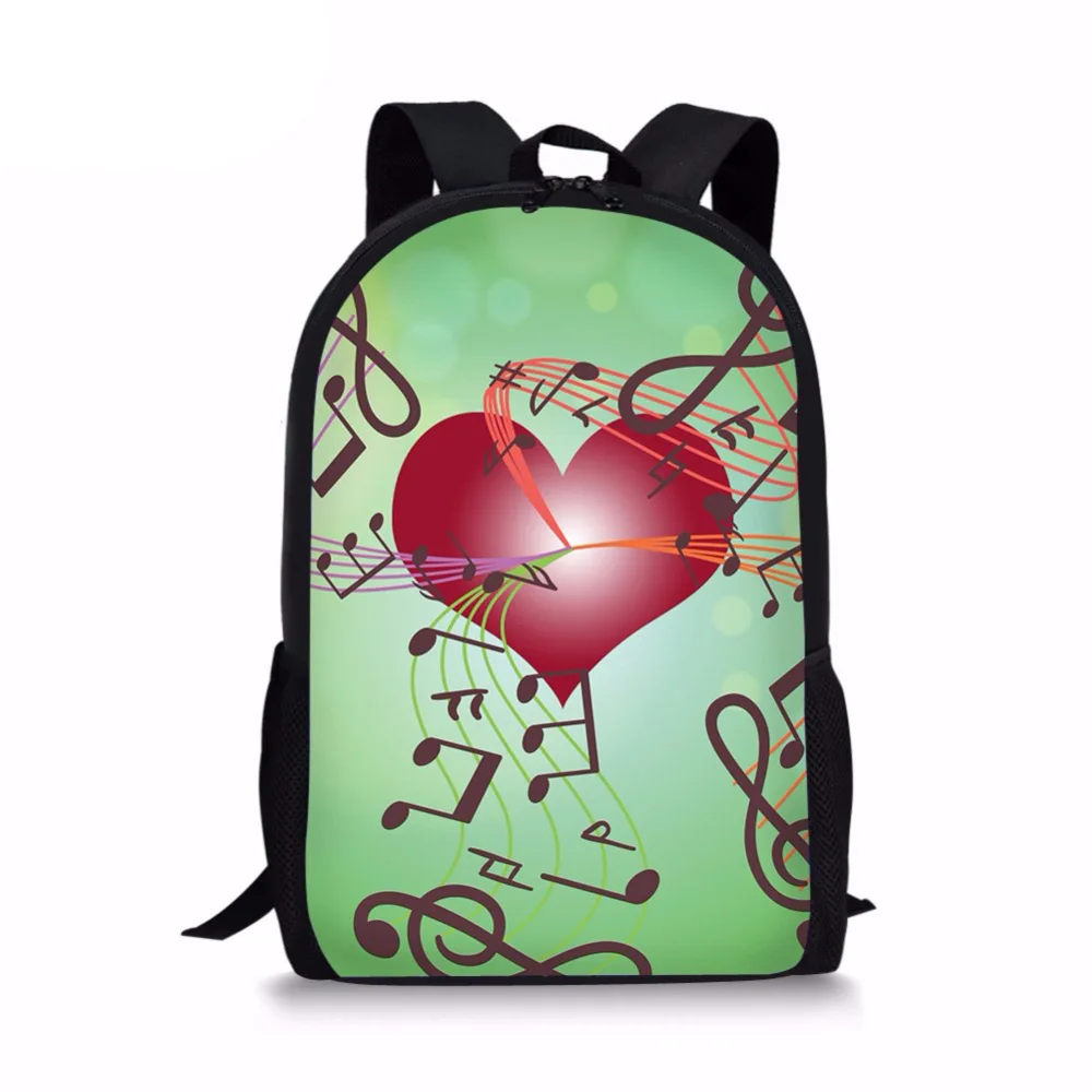 ##BUY Funny Heart Music Notes Print Woman Backpacks Fashion Lap Top Knapsacks For Teen Girls Green Students Travel Daypacksumka
