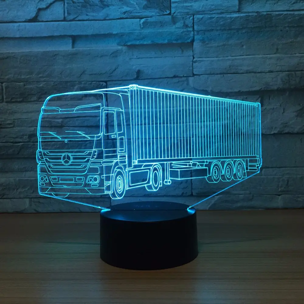  Container Truck 3D Led Light Lamp 7 Color Change Touch Remote Usb Table Lampara Lampe Fire engine l - 32867465042