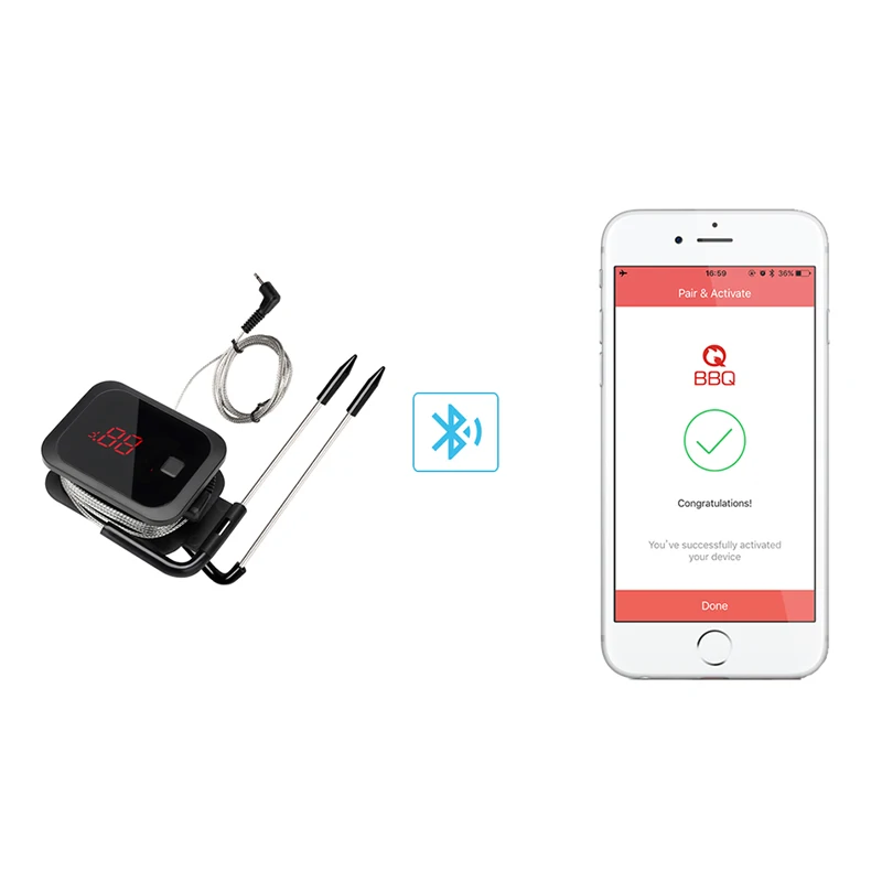 Skup Inkbird Food Cooking Bluetooth bezprzewodowy termometr do grillowania IBT 2X z podwójnymi sondami i zegarem do piekarnika mięso Grill bezpłatna kontrola aplikacji