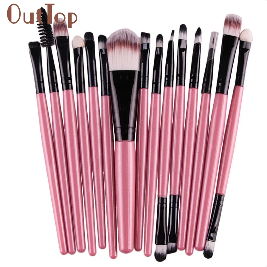 

2017 Hot 15pcs Eye Shadow Foundation eyeliner Eyebrow Lip Brush Makeup Brushes set Tools cosmetics Kits pincel maquiagem Mar26