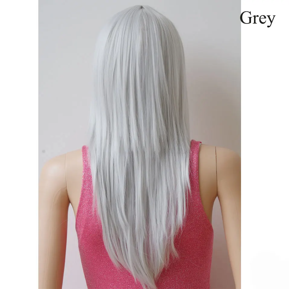 SNOILITE, 23 дюйма, натуральные прямые синтетические парики на кружеве, мягкие, без клея, жаропрочные волокна, парик на голову для женщин - Цвет: grey