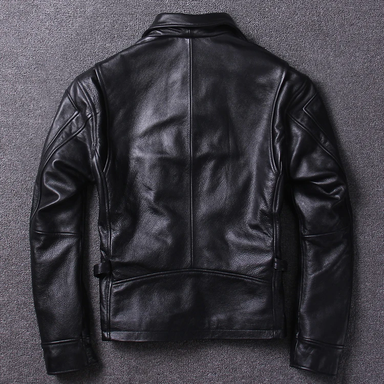 Amekaji Retro Vintage herren Rindsleder Echte lederjacke lokomotive kleidung revers Slim fit kurze klassische herbst wintermantel