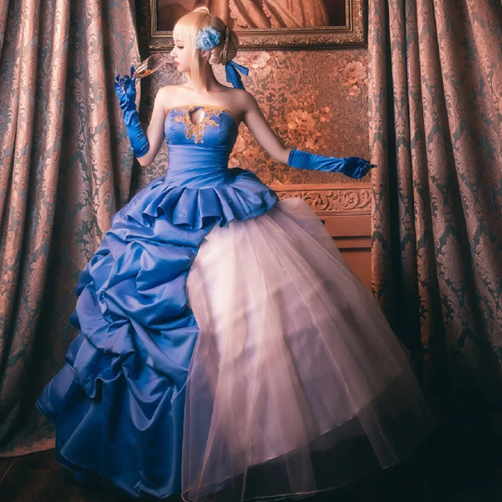 

Fate Stay Night/Fate Zero 10th Anniversary Saber Cosplay Costume Women's Long dresses Nero cosplay Evening Dress Wedding