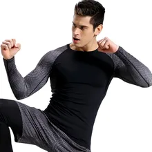 Новая мужская быстросохнущая одежда, футболка с длинными рукавами, круглый воротник, Мужская футболка, быстросохнущая, дышащая, для фитнеса