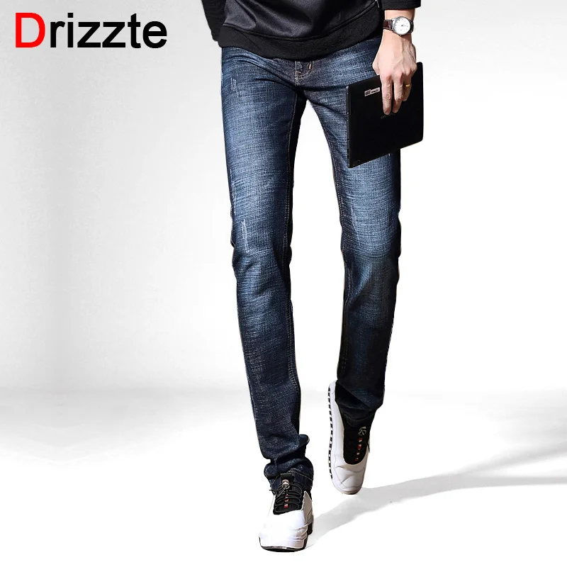 

Drizzte Brand 2018 New Style Fashion Blueblack Trendy Slim Fit Jeans for Men Casual Denim Jeans Men Trouser Pants