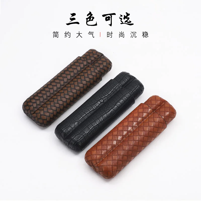 

New Design LUBINSKI Portable 2 Finger Travel Leather Cigar Case with Gift Box