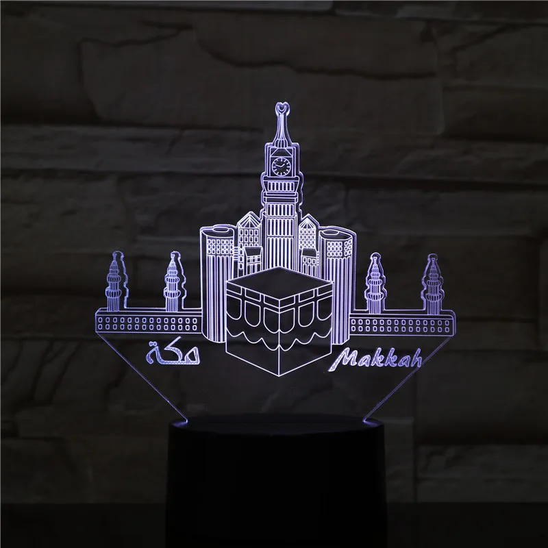 Мекка Mosque Makka Usb светодиодный 3d-ночник лампа Декоративные RGB детский подарок знаменитые здания настольная лампа прикроватный Декор AW-1575