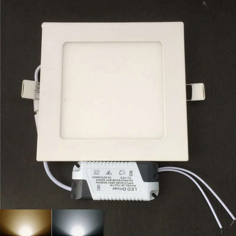 

10pcs/lot 9 Watt Square LED Ceiling Light Recessed Kitchen Bathroom Lamp AC85-265V LED Down light Warm White