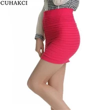 CUHAKCI плиссированные юбки, высокая талия, летняя юбка-карандаш, облегающие короткие юбки, Женская разноцветная Повседневная Женская тонкая женская одежда