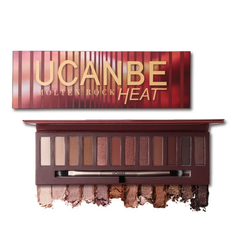 

UCANBE 12 Color Molten Rock Heat Eye Shadow Palette Flame Nude Shimmer Matte Smoky Eyeshadow Red Brown Pumpkin Color Style