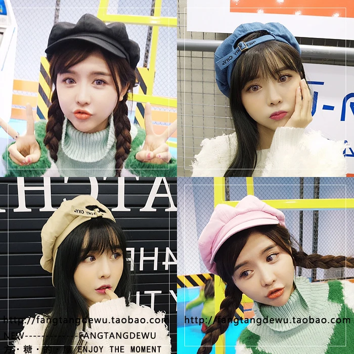 The letter octagonal cap s casual Beret spring summer lady all-match duck tongue Newsboy Hat Bailey