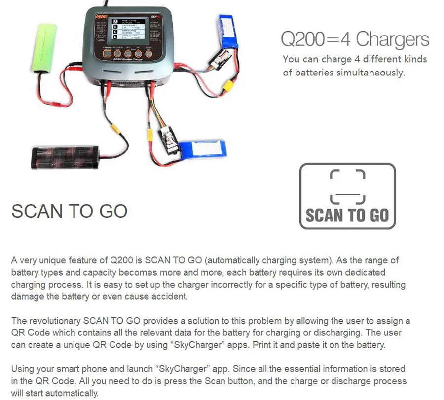 SKYRC Q200 Зарядное устройство Quattro баланс Зарядное устройство/Dis Зарядное устройство r 4-х аккумуляторов одновременно AC/DC Вход для
