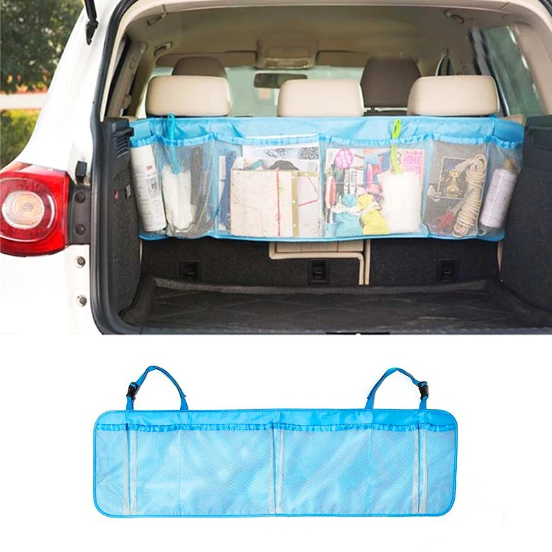 Car Trunk Organizer Car Seat Back Storage Mesh Bag Auto Folding Luggage