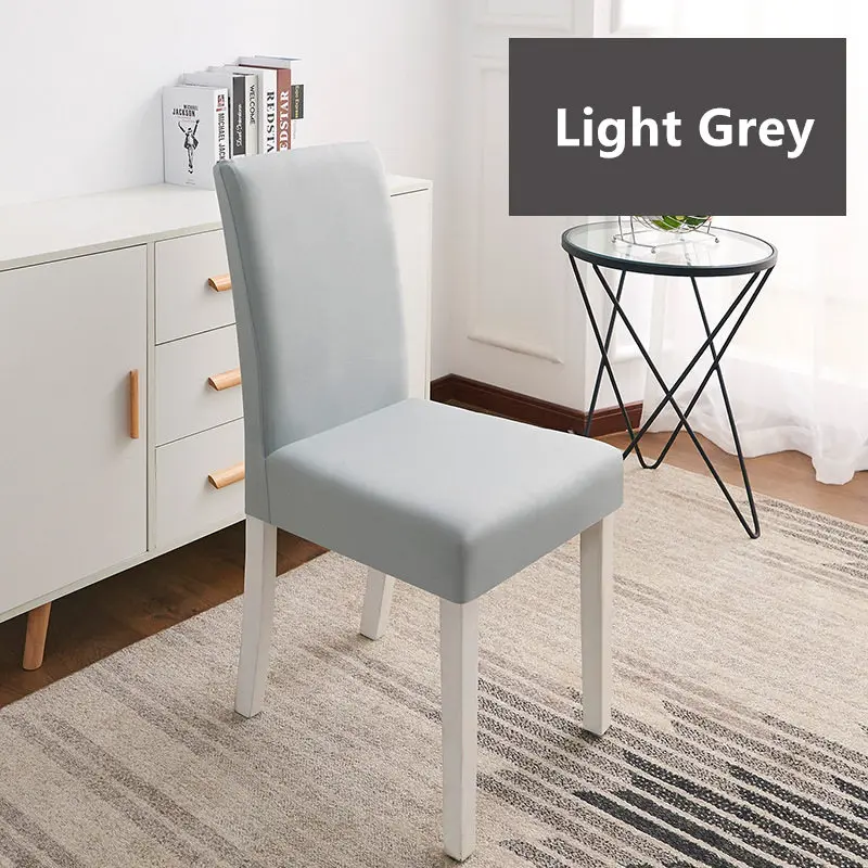 Light Gray 20 Color Solid Color Chair Cover Spandex Stretch Elastic Slipcovers Chair Covers For Dining Room Kitchen Wedding Banquet Hotel - Цвет: Light Gray