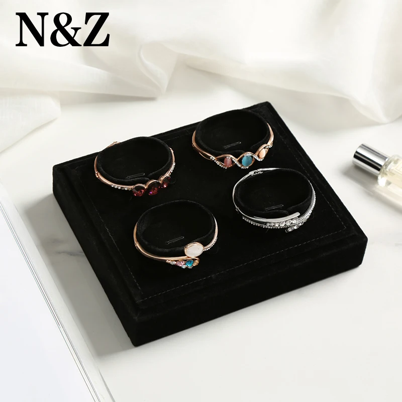 

N&Z 18.5*15.5*3cm 4 Slots Insert Bangle Bracelet Display Tray Jewelry PVC Cardboard With Black Fabric