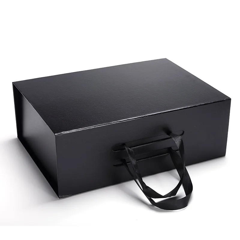 100 шт., Пользовательский логотип бумажная Складная Коробки бумажная упаковка одежда рубашка, сумок, обуви, подарок Коробки размер 38 x27.5x13.5cm - Цвет: black