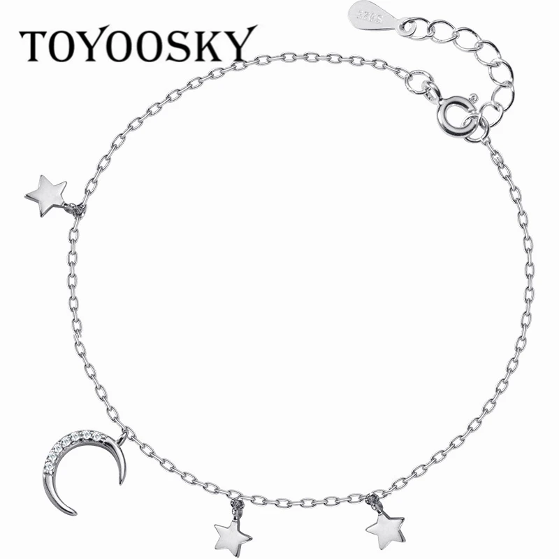 Индивидуальность, Новое искусство, луна со звездами, браслет, серебро 925 пробы, ювелирные изделия, высококачественные популярные браслеты и браслеты для девочек