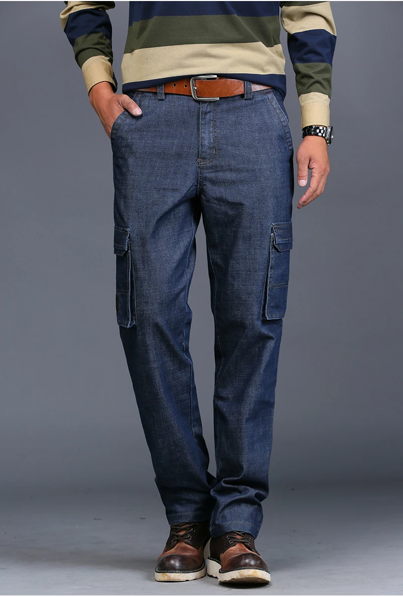 Refire gear толстые повседневные джинсы для мужчин хлопок мульти карман мотоциклетные байкерские джинсы стрейч гибкие носимые военные джинсовые брюки карго