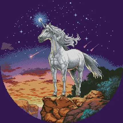 

Gold Collection Counted Cross Stitch Kit Starlight Starshine Unicorn at Starry Night