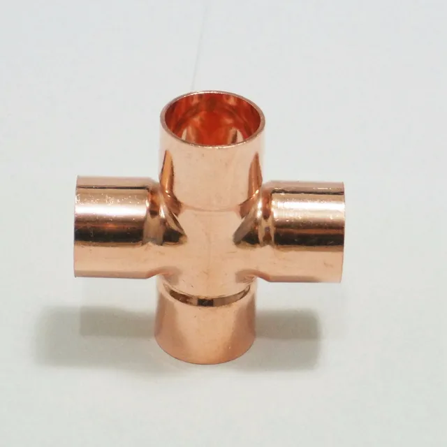 15mm Copper End Feed Equal Cross 4 Ways Plumbing Sanitary Pipe Fitting