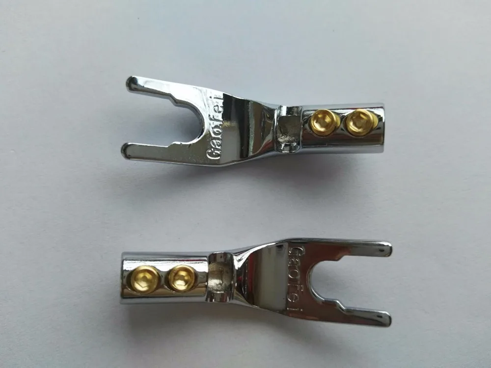 10pcs high quality Red Copper Speaker Cable Spade Connector Terminal