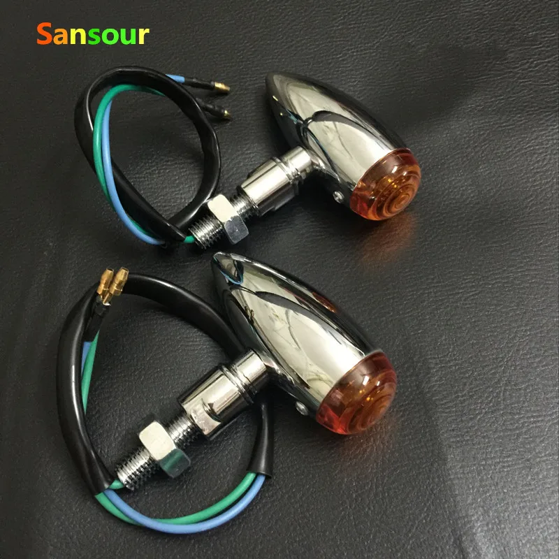 Sansour 1 Pair X Chrome Bullet Mini Turn Signals For Honda For Yamaha For Kawasaki Vulcan
