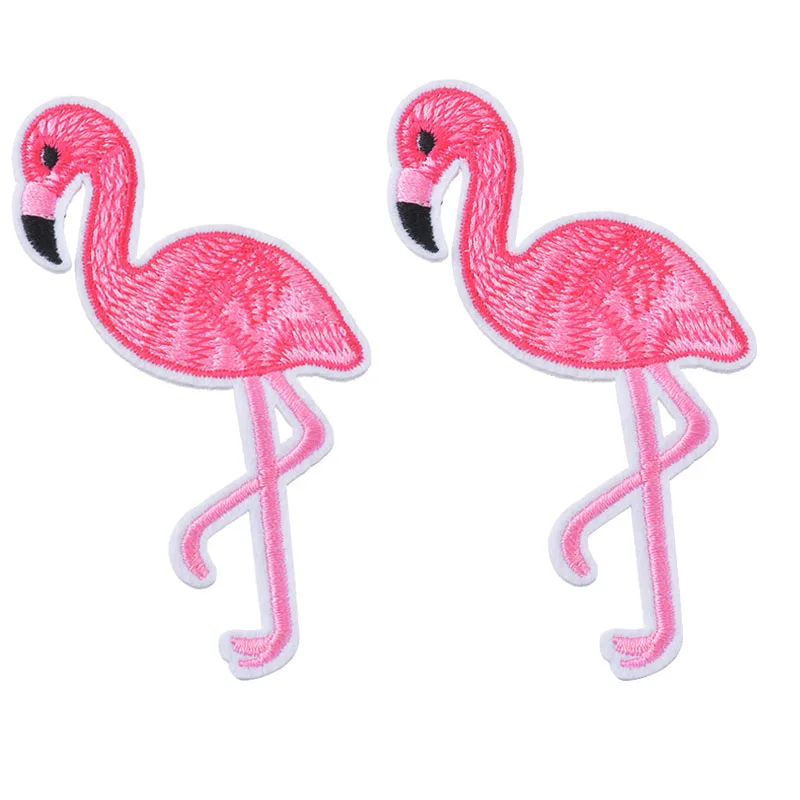 

14PCs/set pink flamingo Iron On Patches for Clothing Applique Embroidered Patches Stripes Stickers For Jeans DIY Badges