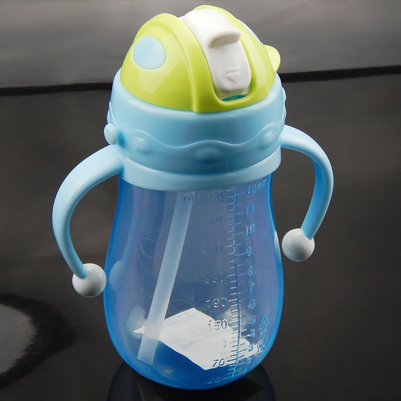 350ml Baby Cup Handle Children Learn Drinking Straw Bottle Sippy Cup