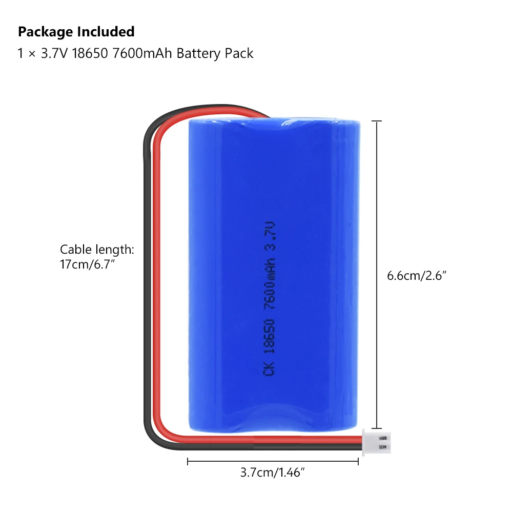 YCDC 7600mAh 18650 3,7 V литий-ионные литиевые батареи DIY Аккумуляторный громкоговоритель аккумуляторные батареи для фонарика фонарь XH 2,5 штекер