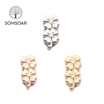 

Somsoar Jewelry Double Four Leaf Clover DIY Slide Charms fit 10mm Mesh Bracelet and Leather Wrap Bracelet Bands