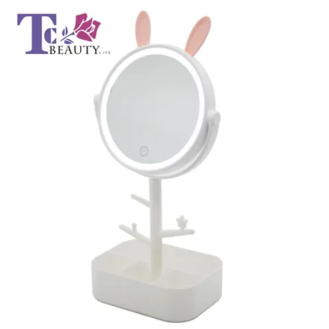 Espelho de Vaidade de Desktop Compacto de Viagem Espelhos de Bolso Portátil Sensoriamento Iluminado Maquiagem Espelho Cosméticos Mão Mulheres Estande Rodada Led