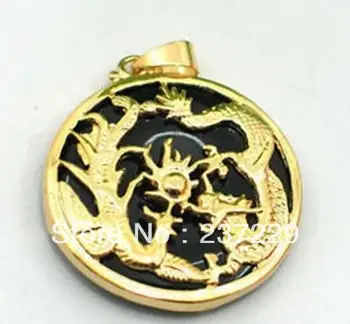

Wholesale price FREE SHIPPING ^^^^5pcs Fashionable . carve dragon phoenix lucky black gem stone pendant necklace