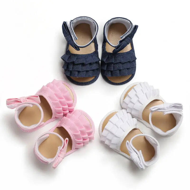 Kolylong 0-18Month Toddler Baby Girl Bow Summer Sandals Newborn Soft Sole Anti-Slip Crib Shoes 