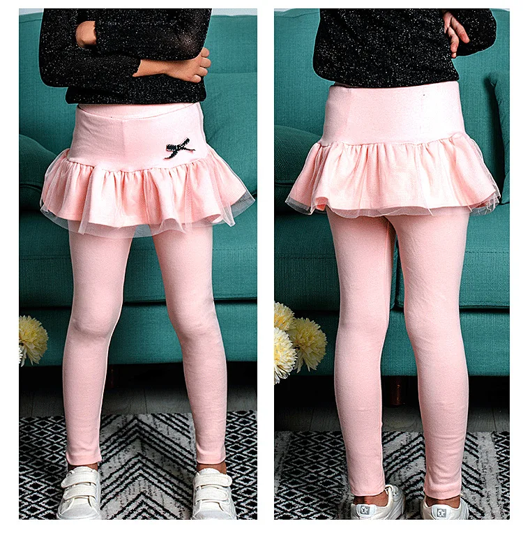 Весенне-осенние леггинсы для девочек; кружевная юбка; леггинсы для детей; хлопковая детская юбка-обманка; брюки для малышей; брюки-клеш