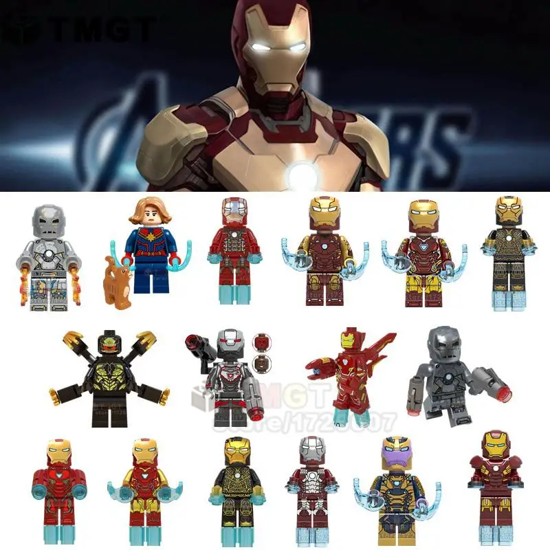 

Single Legoings Endgame Avengers Iron Man Captain Marvel Outrider War Machine Iron Man MK1 MK5 Building Blocks Toys For Children