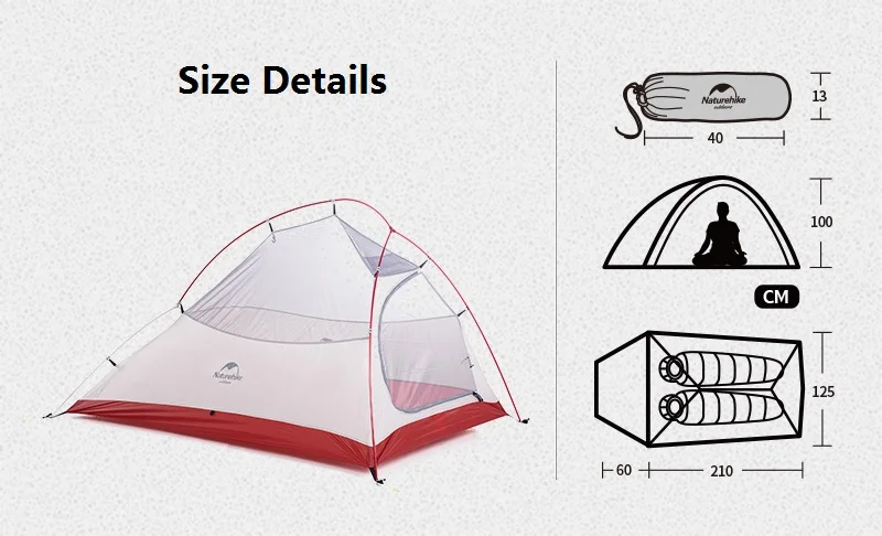 CloudUp Модернизированный 2 человек NatureHike палатка 20D силиконовая ткань двухслойная палатка для кемпинга легкая NH17T001-T