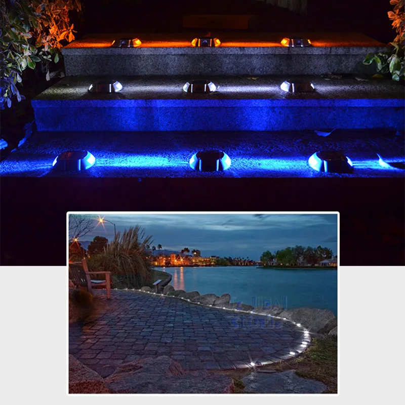 Solar da Estrada de Alumínio Chão da Lâmpada de Luz ao ar Quente e Branco da Luz Parafuso Prisioneiro Iluminação Estrada Driveway Caminho Doca Livre Branco Etc. 6-led 6 lamp solar outdoor