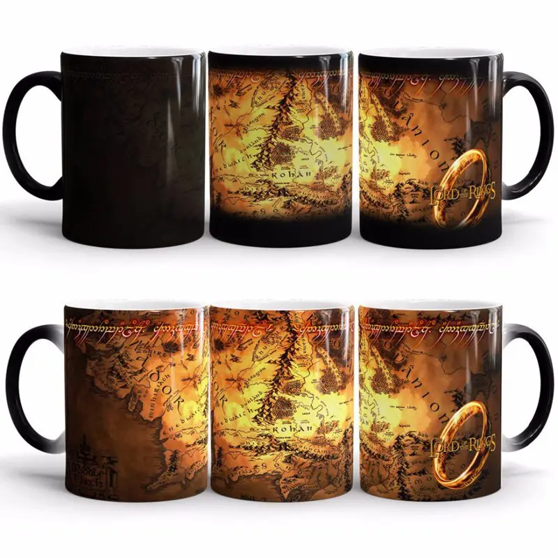 1pcs The Lord Of The Rings Mugs One Ring Figure Map Color Changing Mug Creative Magic Ceramics Milk Juice Cup - Цвет: 1