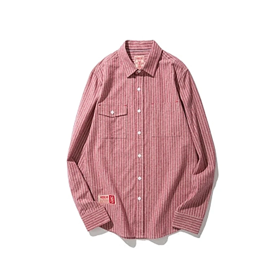 Retro Striped Shirt Men Long Sleeve Buttons Streetwear Hemd Slim Fit Shirts Mens Wear Casual