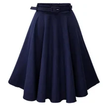 Новая модная женская юбка с высокой талией плиссированная юбка с большим подолом джинсовая Расклешенная юбка с поясом