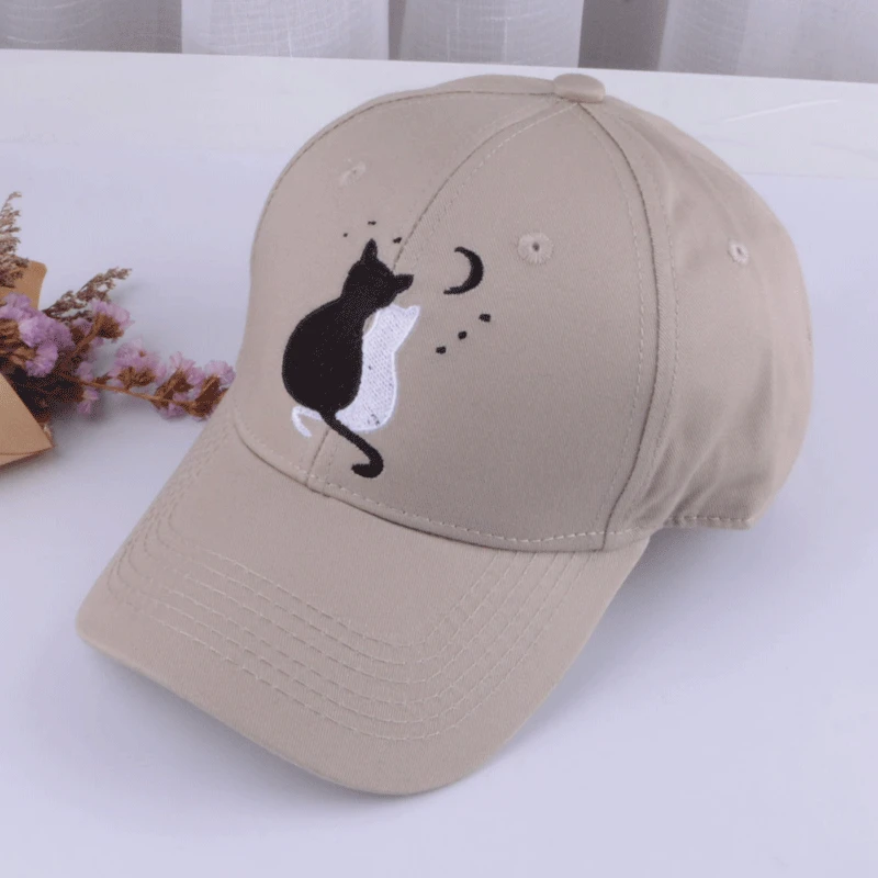  baseball cap men women mens baseball cap men black cap dad hat embroidery two cat  gorras de animales animal cap (12)