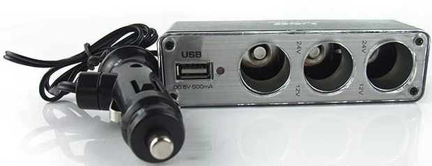 Тройная Розетка с одним USB автомобильным прикуривателем зарядное устройство адаптер питания штекер DC 12 В в 3 способа Авто розетка Разветвитель 12 В