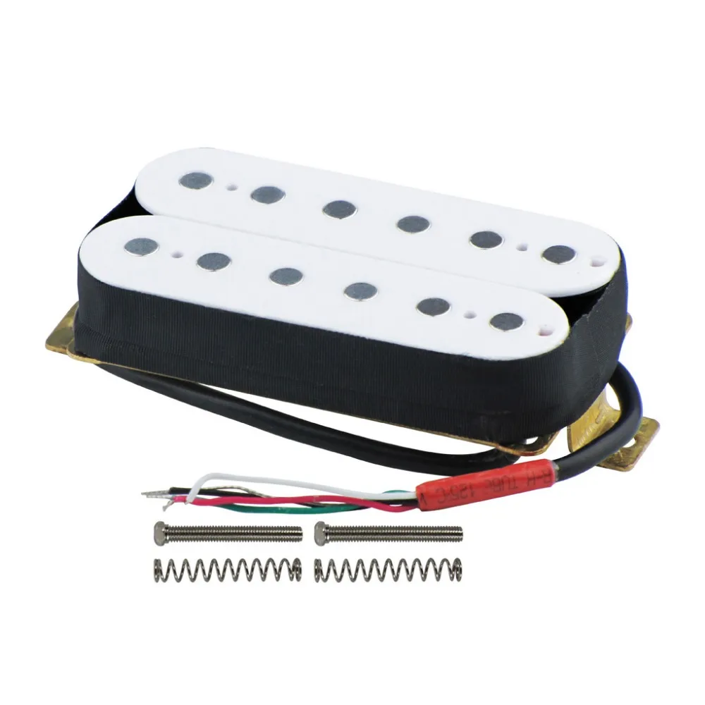 

FLEOR White Ceramic Magnet Bridge Double Coil Humbucker Guitar Pickup 52mm Pole Spacing 4-Wire for Electric Guitar Parts