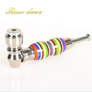 

1pc Metal Aluminum Black Smoking Pipe 4 Colors In Stock Hand Pipe.Color Random