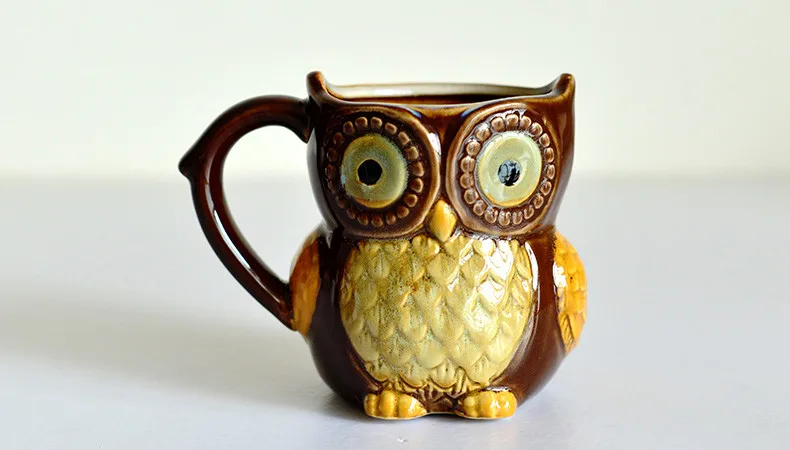 300ml Owl Mug Cartoon Ceramic 3D Animal Coffee Cup for Breakfast and Collection