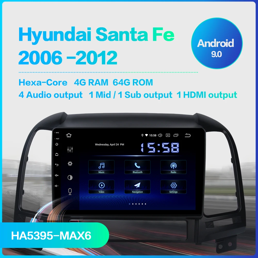 Dasaita " ips автомобильный стерео DSP радио Android 9,0 для hyundai Santa Fe 2006 2007 2008 2009 2010 2011 USB Мультимедиа Навигация