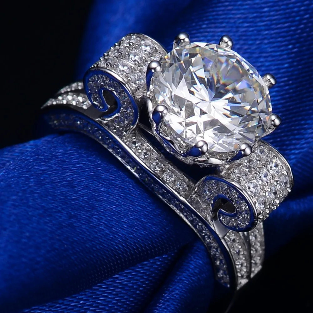 

Test Positive Brand Custom Ring Luxury 3Ct Synthetic Diamonds Moissanite Ring Positive 925 Silver Engagement Moissanite Jewelry
