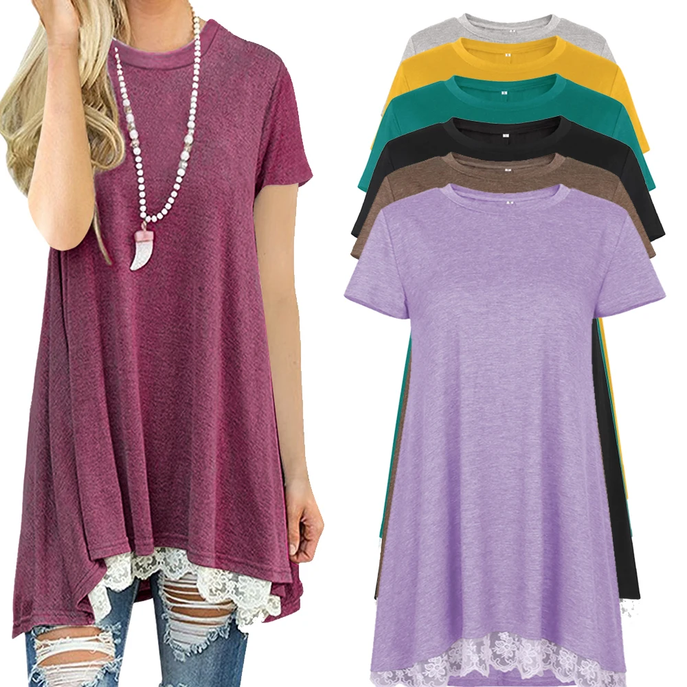 Femail T Shirt Tops For Women O Neck Lace Swallow Tail Swing Casual Loose Batwing Long Jumper Jersey Costumes Oversize Plus Size | Женская